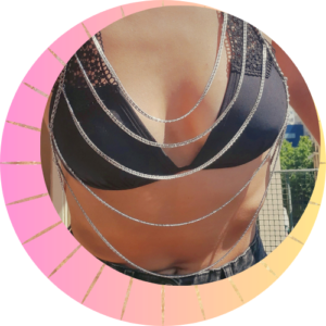 Accesorios de cadenas colgantes circular, body chain de acero hipoalergénico, waterproof, luna en leo barcelona